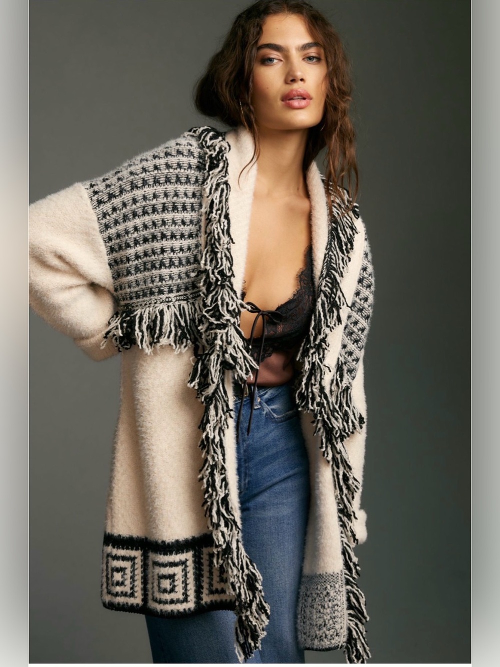 Anthropologie Pilcro Fringe Cardigan Sweater NEW WITH TAGS!